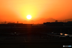 羽田空港から日没展望