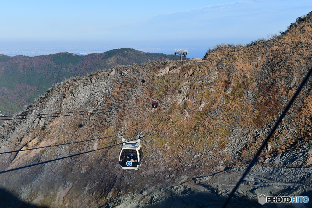 大涌谷のロープウェイ