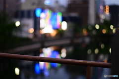 夕刻の都橋から大岡川の灯