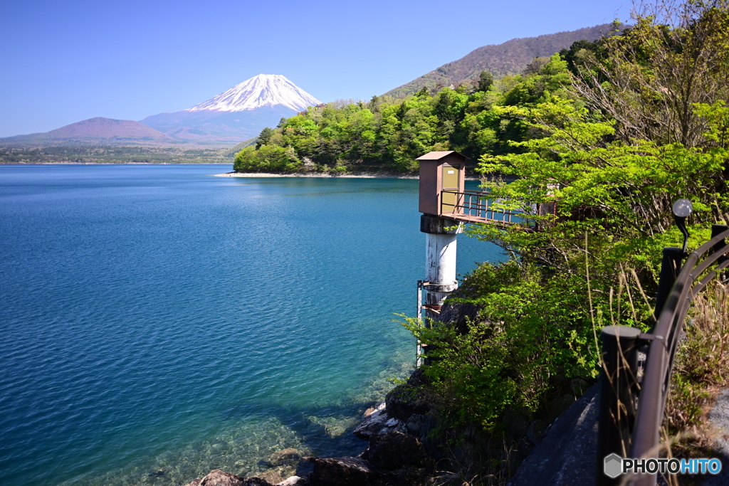 本栖湖と富士山