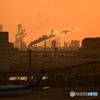 羽田から観る夕刻の京浜工業地帯