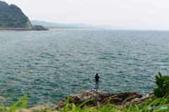 獅子ヶ鼻の釣り人