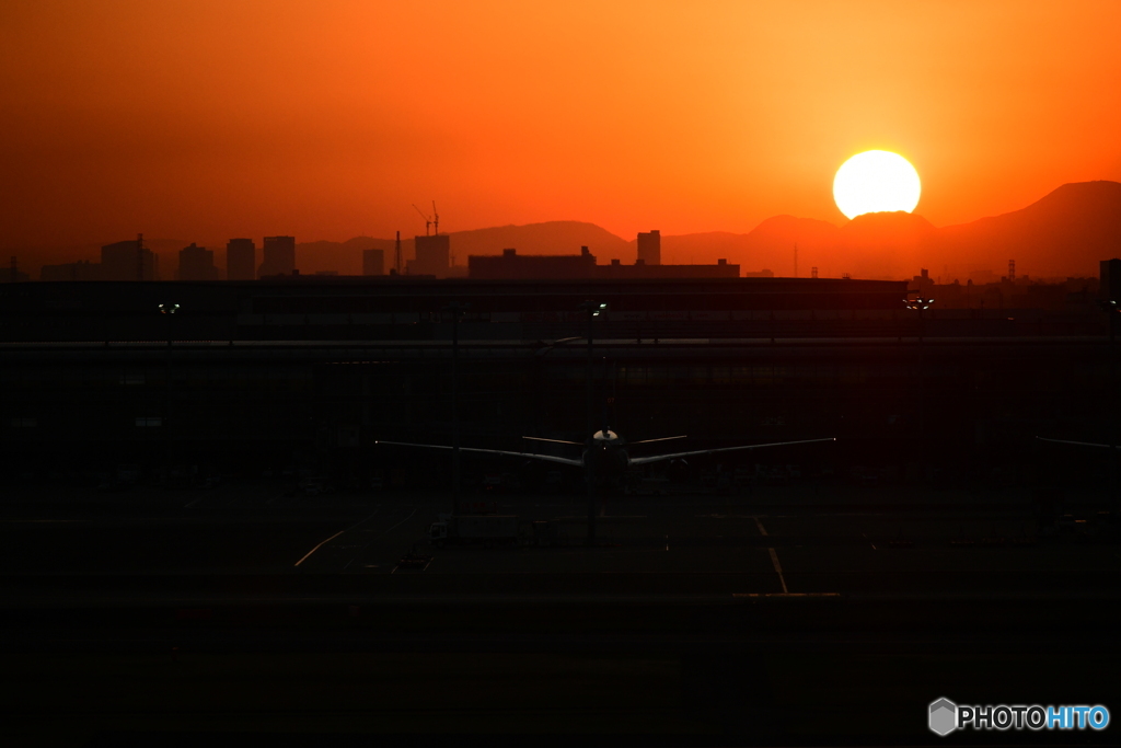 羽田空港から日没展望
