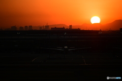 羽田空港から日没展望