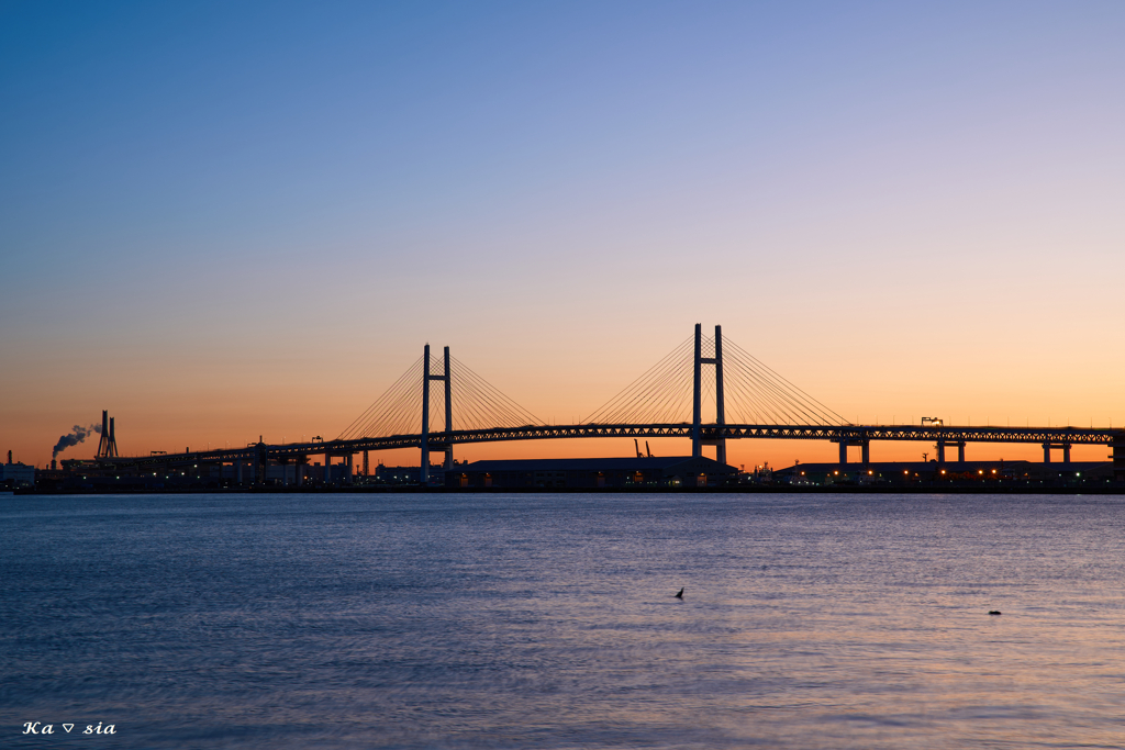 Sunrise over the bay bridge