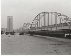 多摩川大橋　大雨の日