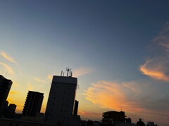 ビルの谷間の夕空