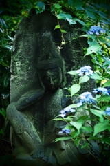 野仏に山紫陽花