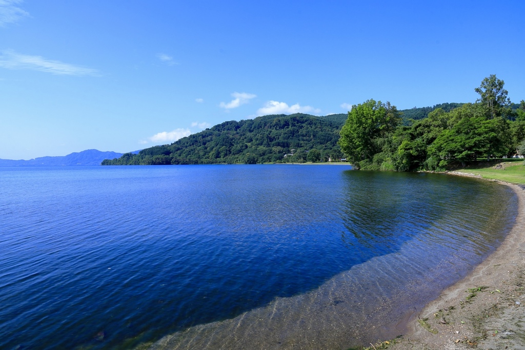 朝の湖畔