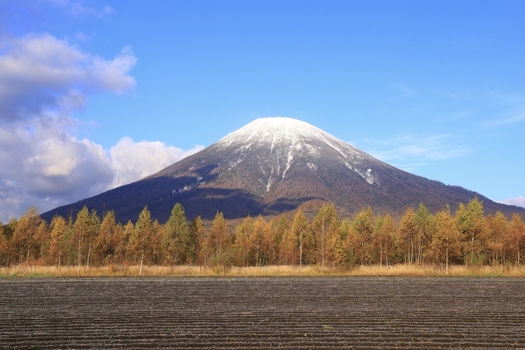 雪化粧の蝦夷富士