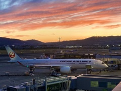 飛行機と夕焼け