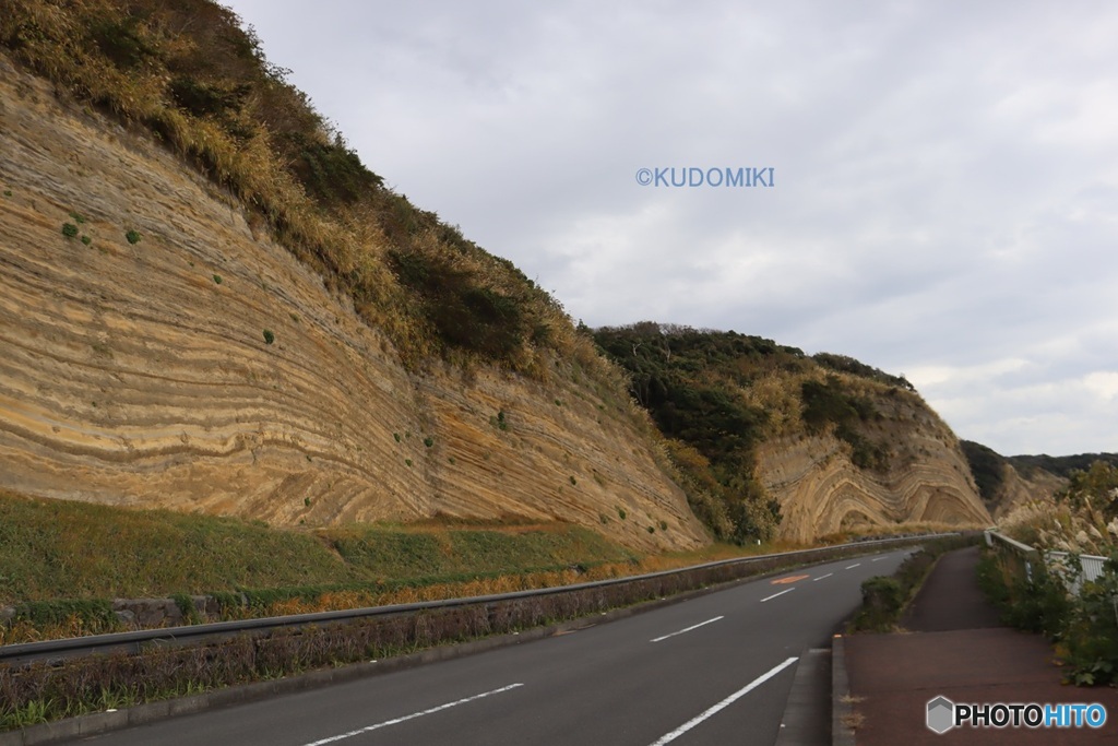 伊豆大島の地層切断面