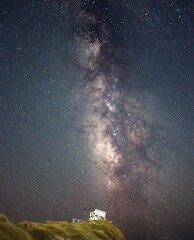 白いベンチと夏の天の川