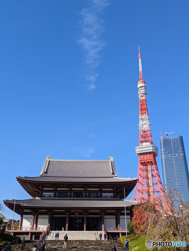 芝増上寺と東京タワー