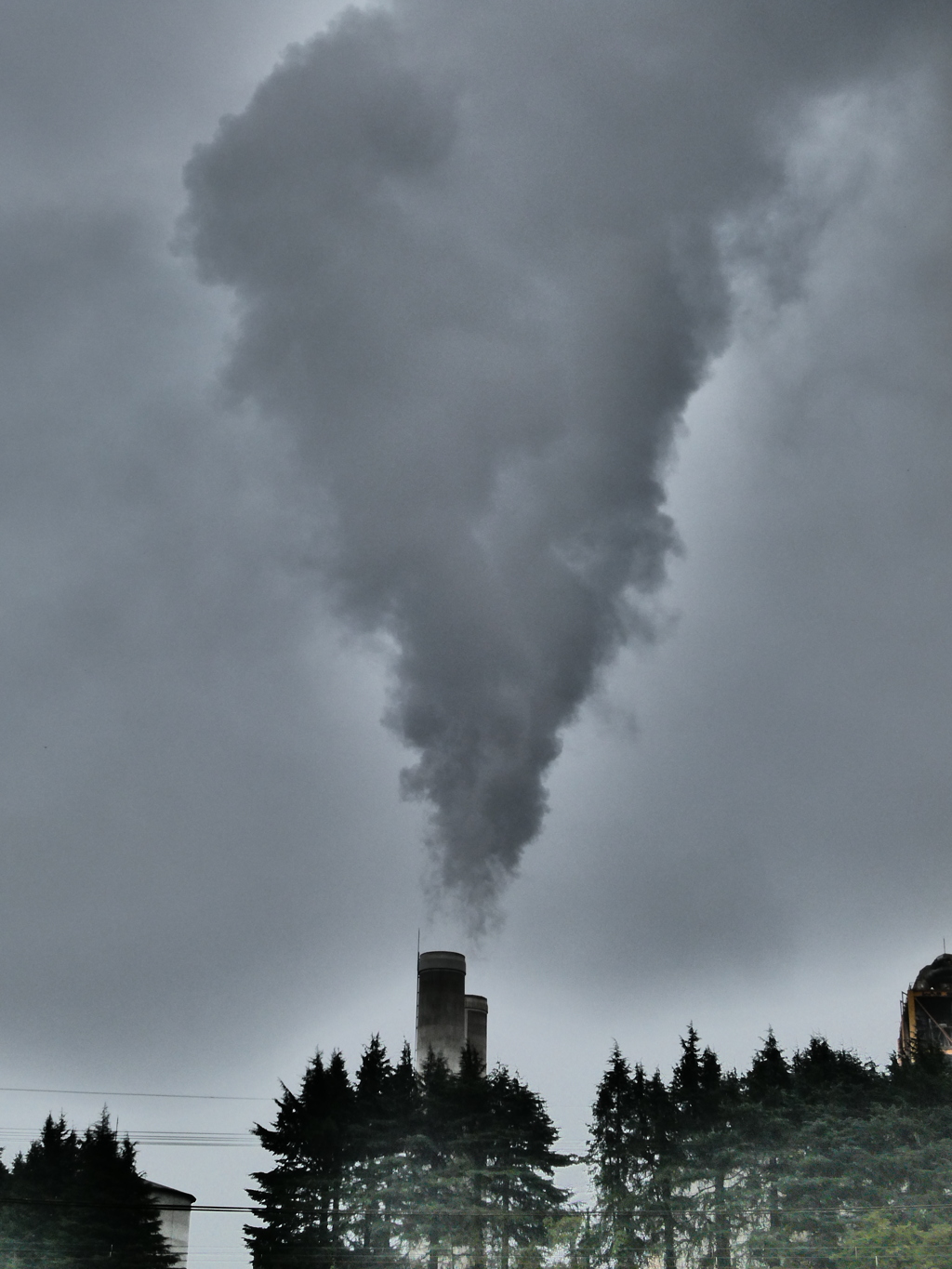雨でも煙を吐いている・・・