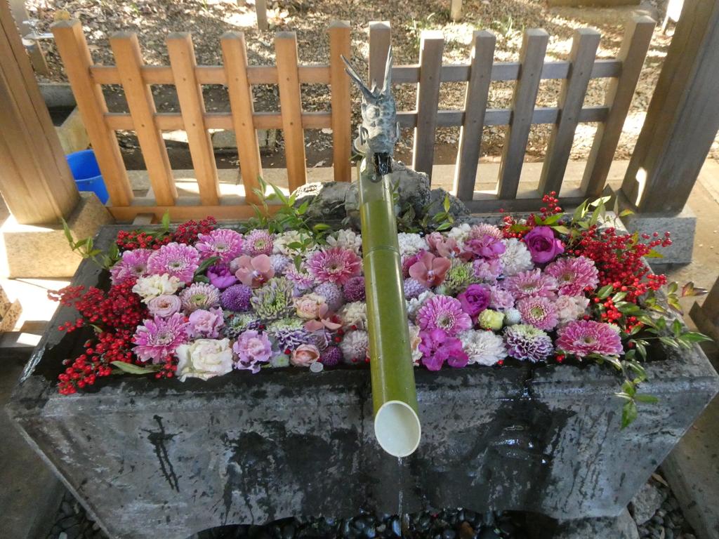 南沢氷川神社の花手水