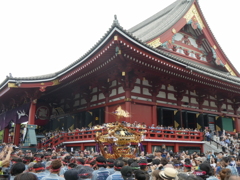 再び浅草寺前を通る神輿