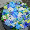 造花の花手水(青)