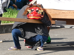 獅子舞もバテ気味？