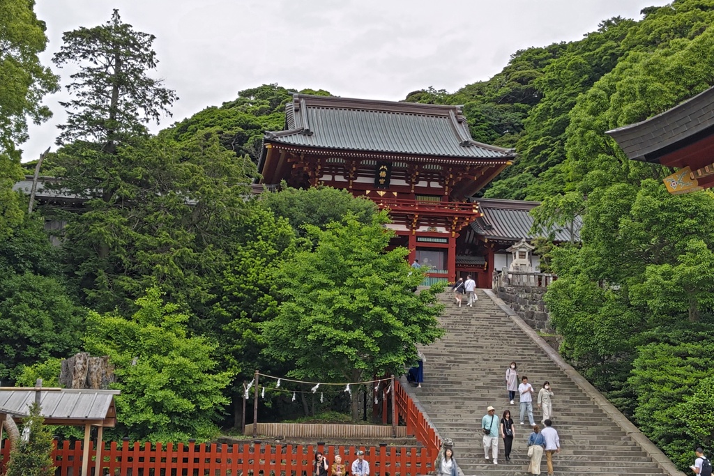 下から眺めた鶴岡八幡宮