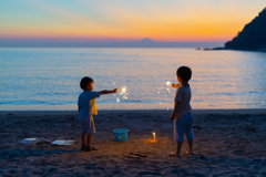 海で花火！