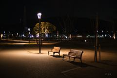夜のベンチ