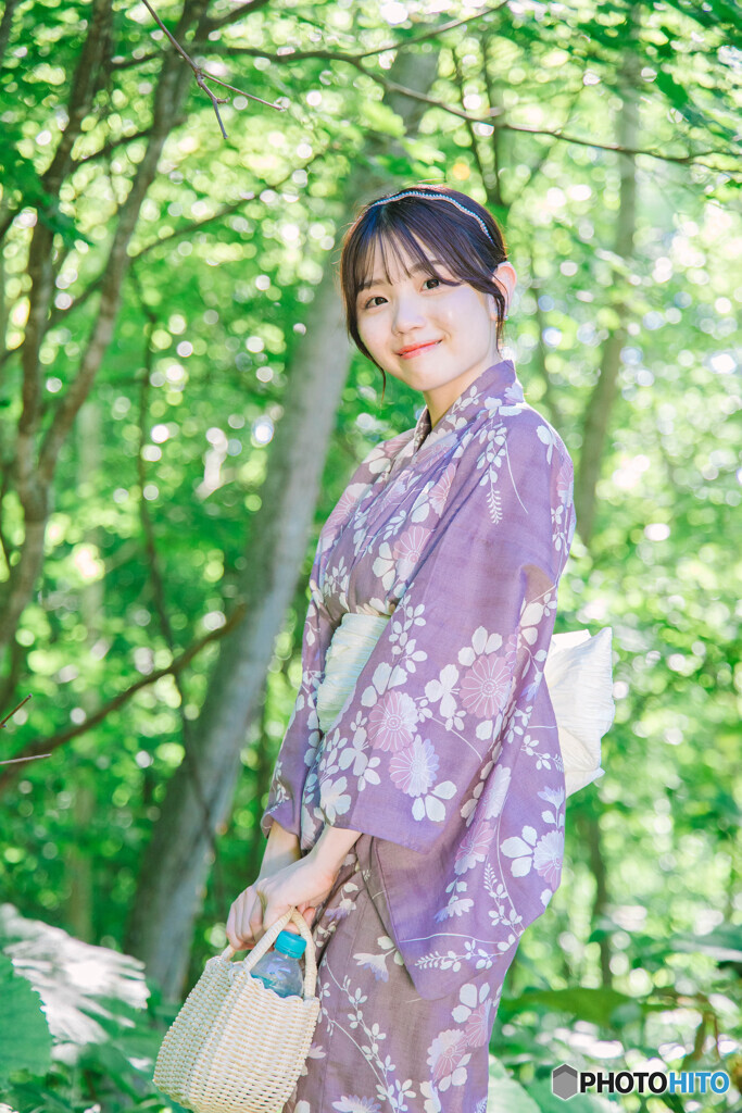 万緑と浴衣美人