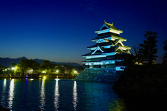 日没直後の松本城