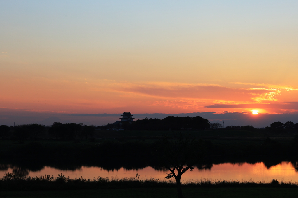 関宿城跡の夕景