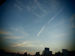 夕空:飛行機雲
