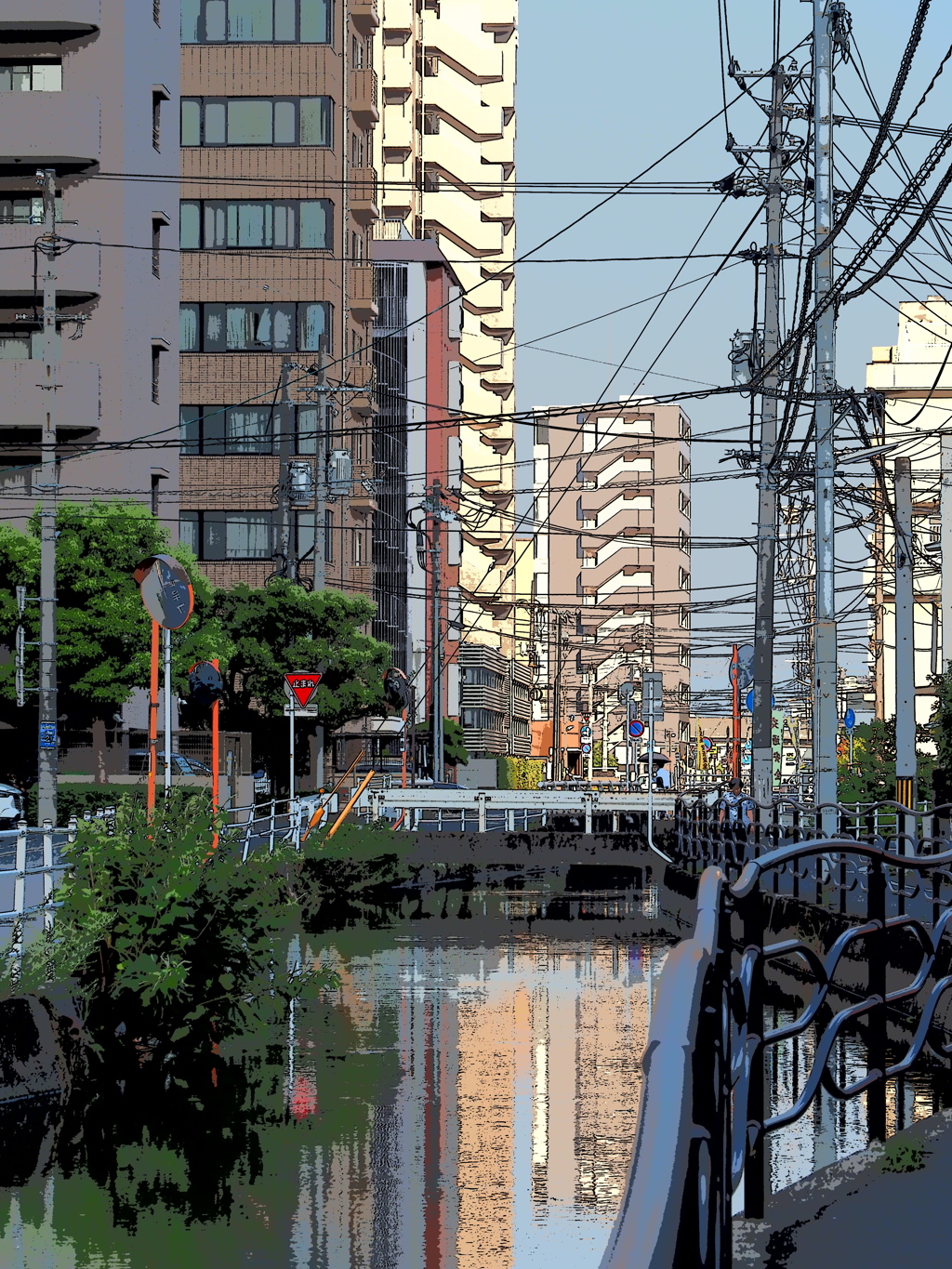 朝陽に照らされて
