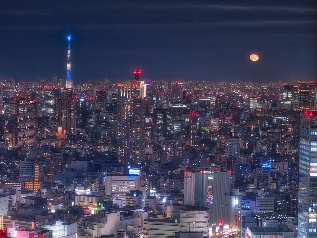 青い塔と赤い月