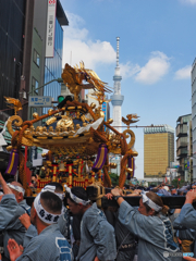 神輿の上のスカイツリー