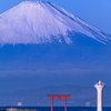 富士と鳥居と灯台