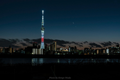 日没後の東京スカイツリー