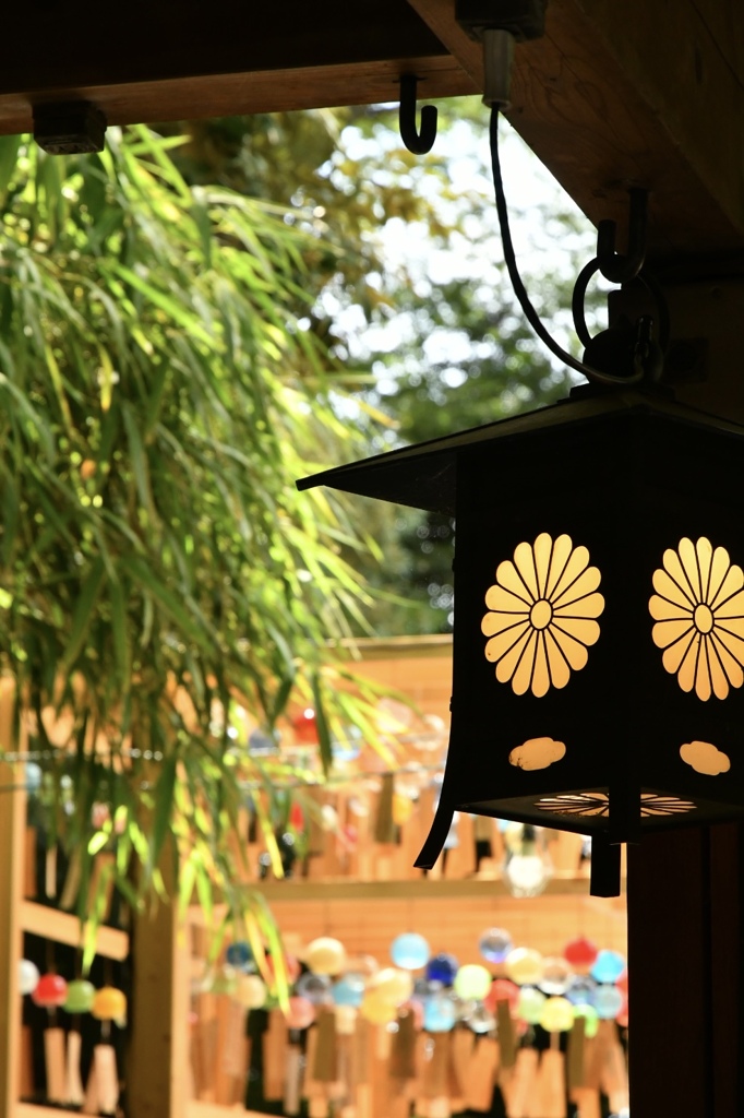 神社にて