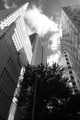 ビルの谷間の夏の空