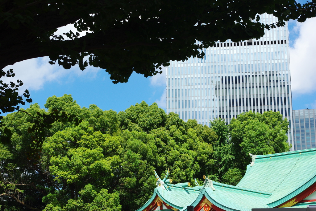 ビル間に神社