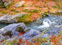 甌穴のある渓流