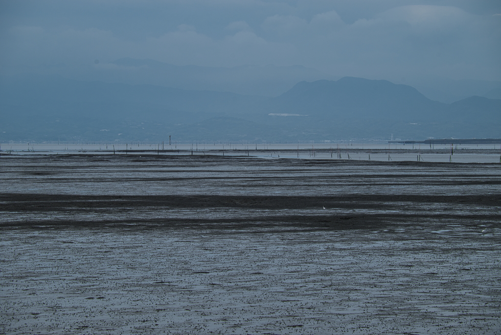 海岸堤防内と外