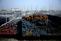 海岸堤防内と外