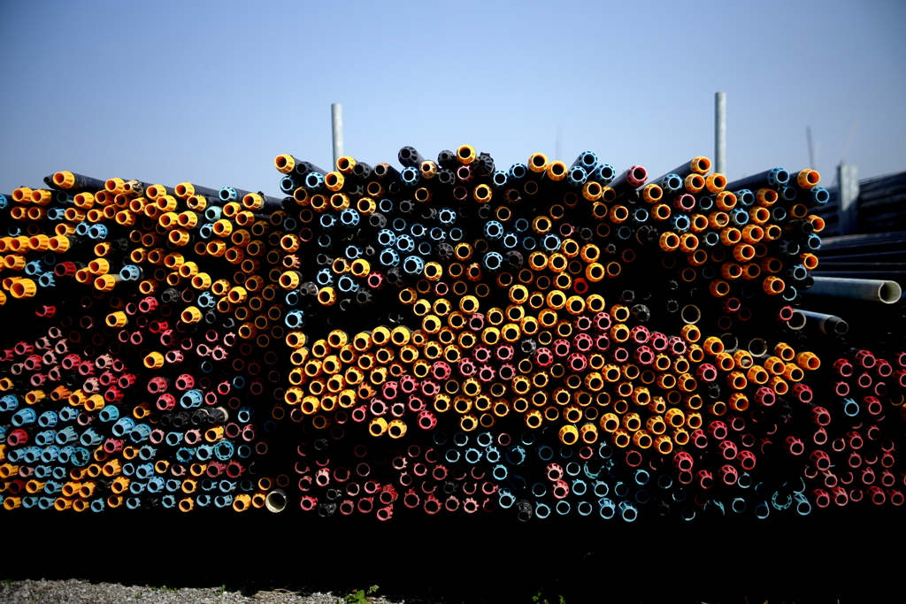 海岸堤防内と外