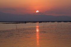 海岸堤防内と外