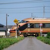 小さな踏切と特急列車