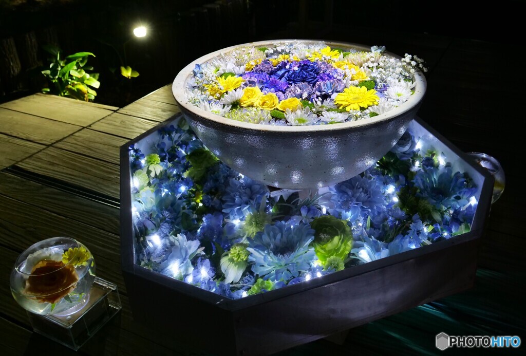 光の花手水