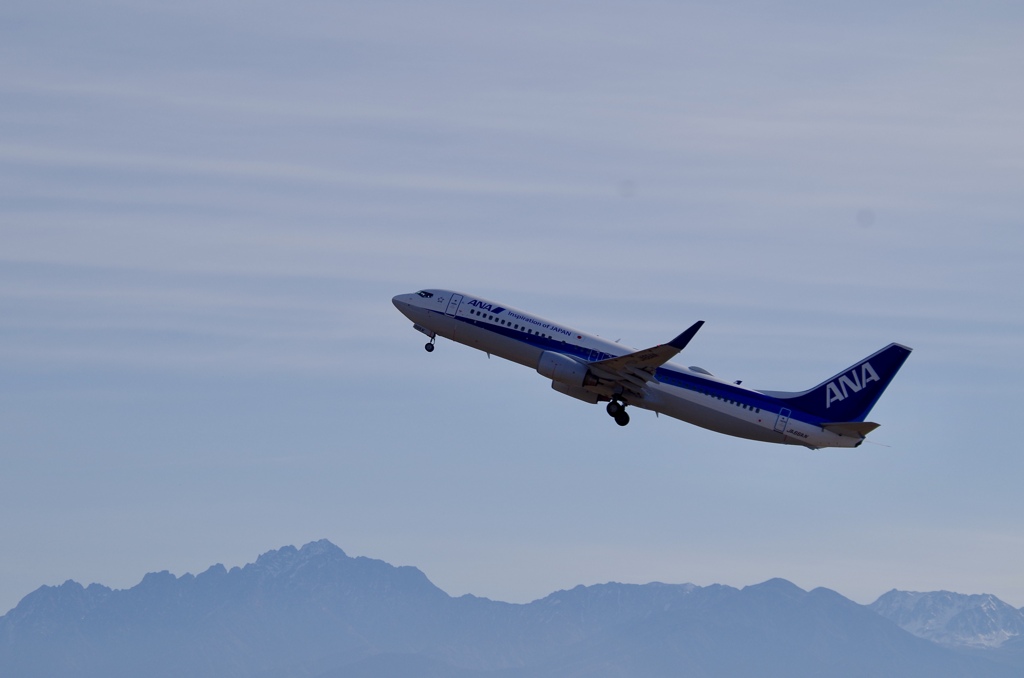 北アルプスの稜線と