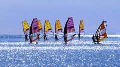 ③ 沖では、ウィンドサーフィンをしてました。