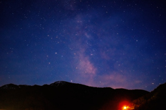 信州の温泉宿から見た夜空