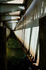 鉄橋　川と影
