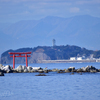 龍神様の鳥居から竜神様の島を望む